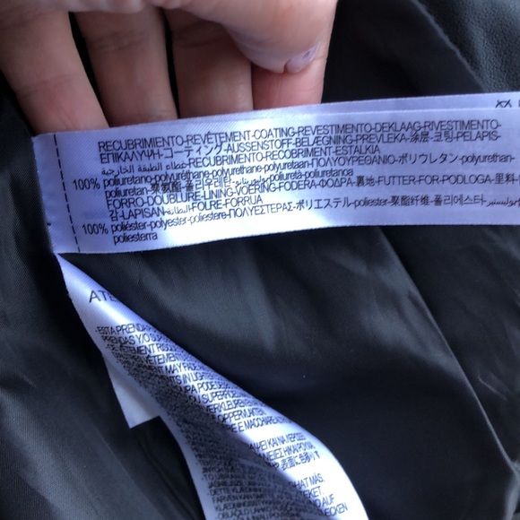 ZARA Faux Leather Moto Biker Collarless Jacket Black - Picture 9 of 9